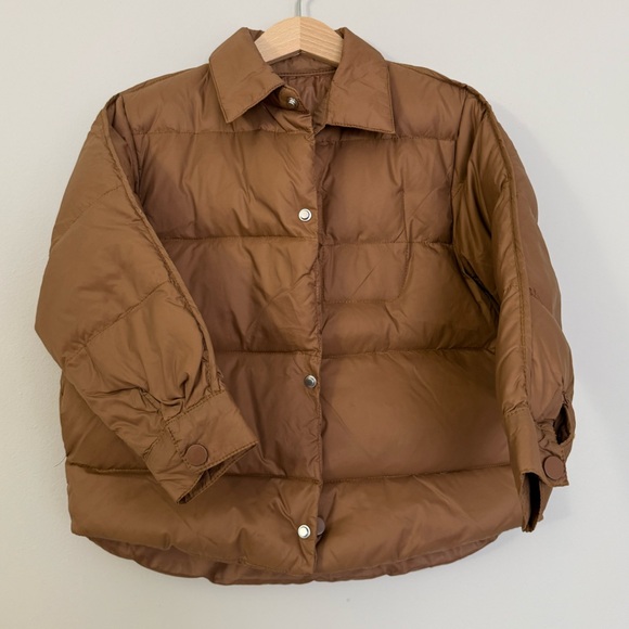 Boys Puffer Jacket Brown Size 4T, Lightweight Winter Coat - Picture 1 of 5